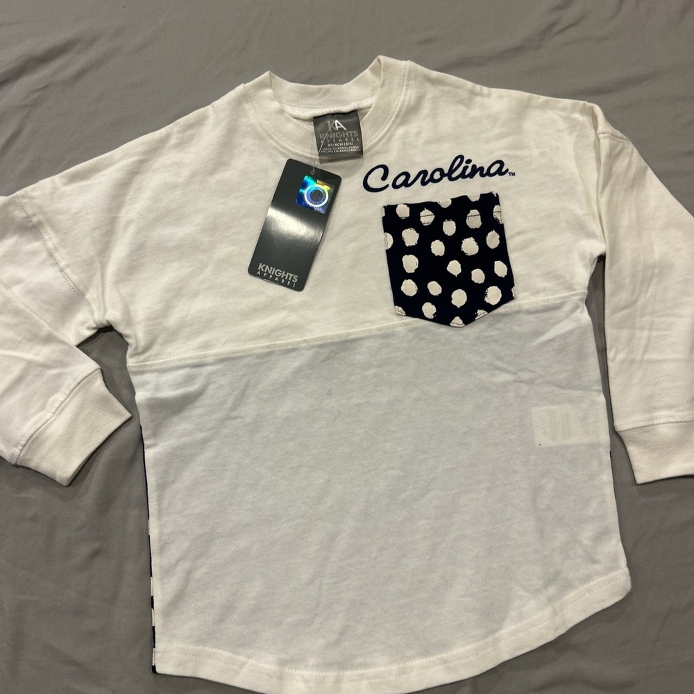 NCAA CAROLINA TARHEELS  Girls Long Sleeve T-Shirt Poke A Dot NWT Knights Apparel